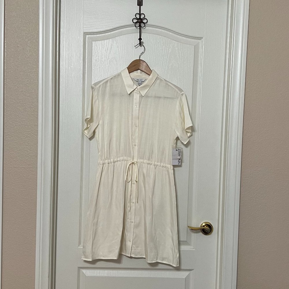 Nine West Dolman-Sleeve Shirt Dress- Small White